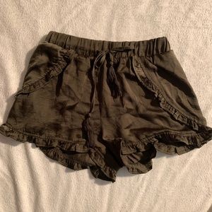 Charlotte Russe Silk army green ruffled flowy shorts